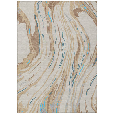 Aureva Beige Washable Indoor-Outdoor Rug - 