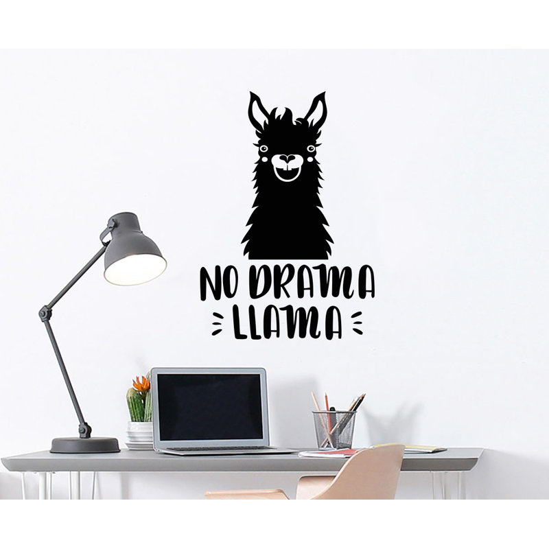 Décalcomanie murale de chambre de bébé llama, Noir