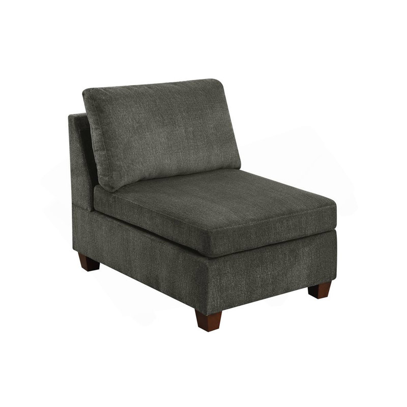 Meuble de salon modulaire en tissu chenille gris sans accoudoirs 1 pièce
