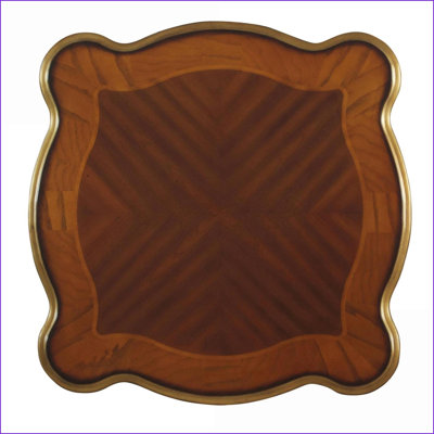Honey Oak Coffee Table with Queen Anne Legs, Scalloped Top &amp; Storage Shelf for Living Room