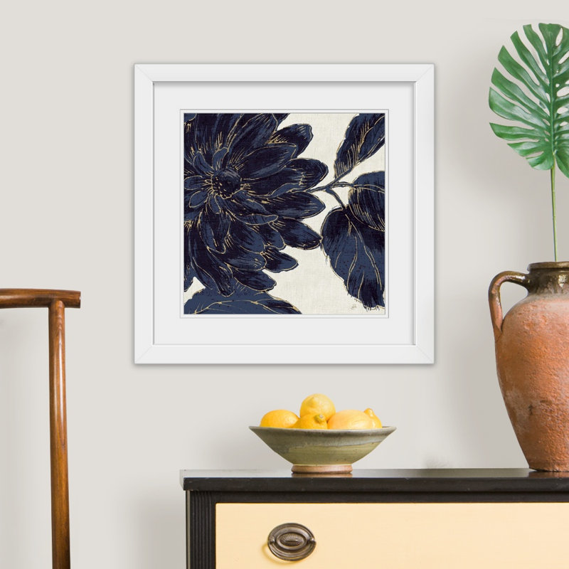 «Indigo Garden I», reproduction d'impression, Cadre blanc, H 24 po x l 24 po x P 1 po