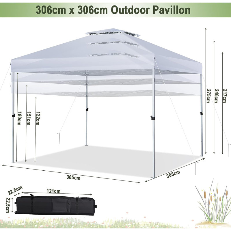 Veasley 3.1m x 3.1m Metal Pop-up Gazebo, White