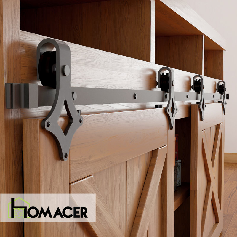 Mini Black Steel Double Barn Door Hardware Kit
