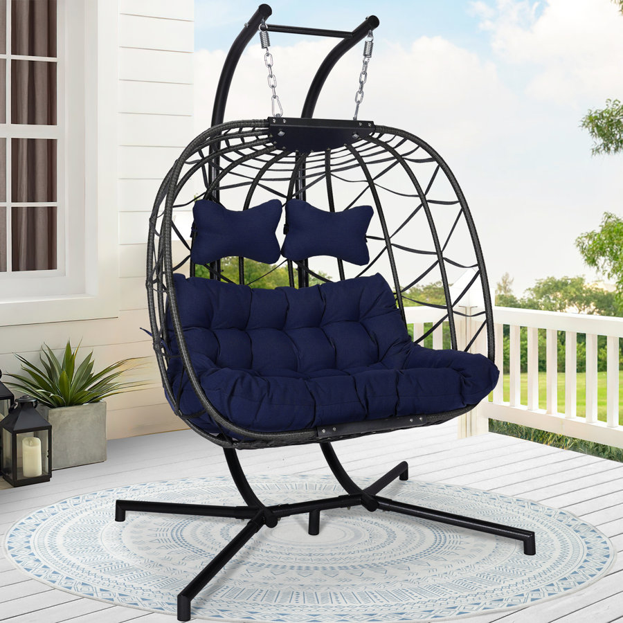 Celyne 2 Person Outdoor/Indoor Porch Swings Egg Chair with Stand