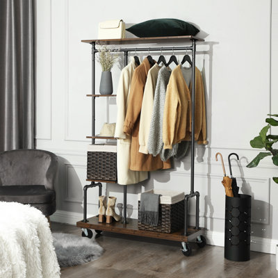 Durazo 103.5cm Rolling Industrial Pipe Clothing Rack