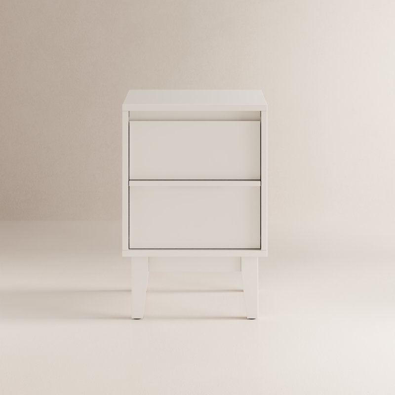 15.75'' W Solid Wood Nightstand, Blanc