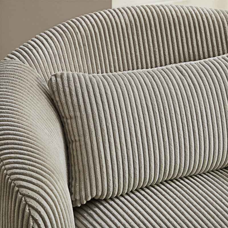 Fauteuil d'appoint rembourré pivotant demi-tonneau avec coussin, Gris clair