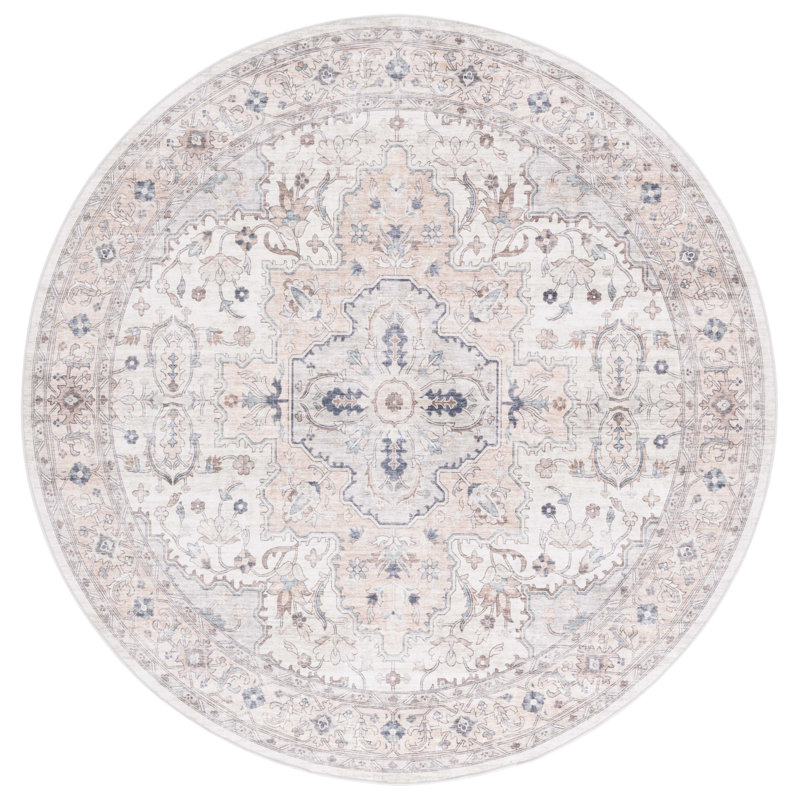 Lomeli Area Rug with Non-Slip Backing, Round 6"