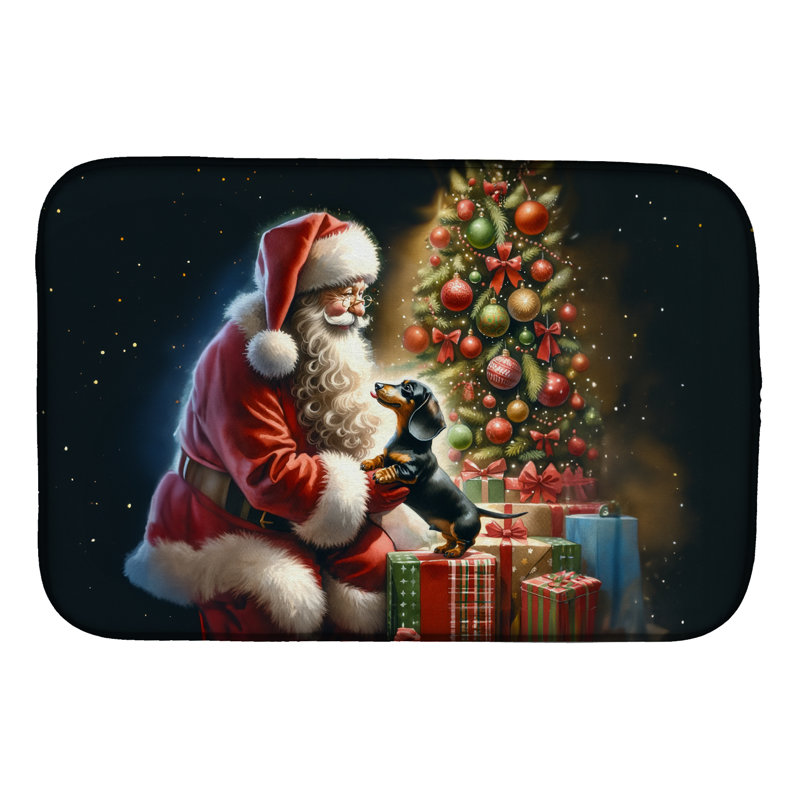 Tapis de vaisselle Dachshund and Santa Claus
