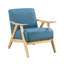 Chaise d'appoint texturée bleue avec structure en bois d'hévéa massif et rembourrage en mousse de siège rembourré-620646047