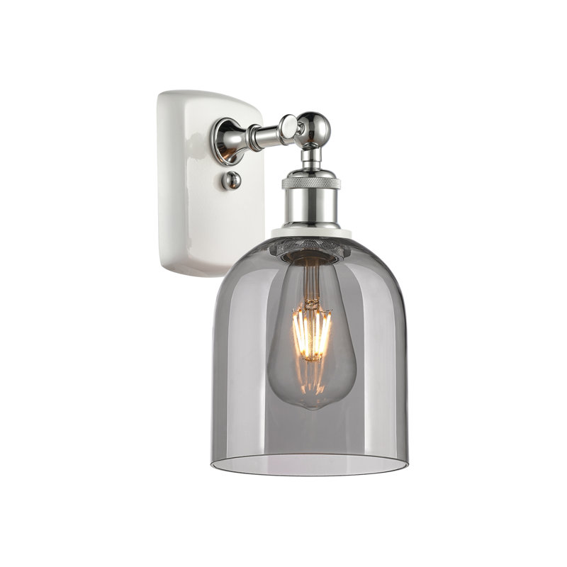 Anacaren Steel Armed Sconce, Light Smoke, White Polished Chrome