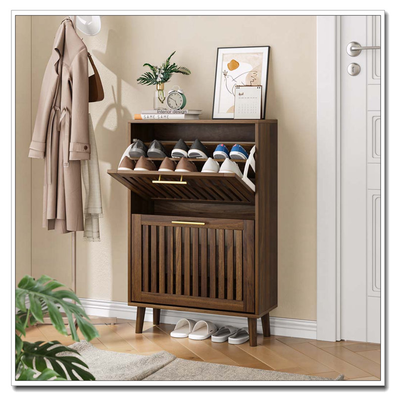 Armoire à chaussures 23,6 po en noyer, 36.4" H x 23.6" W x 9.5" D