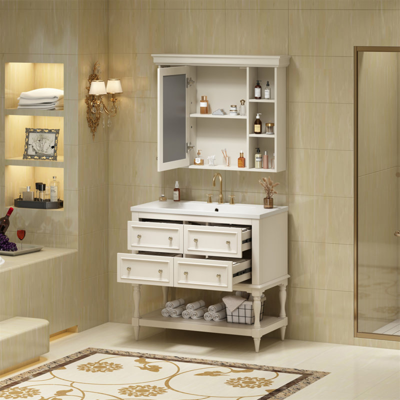 19 35.35'' Single Bathroom Vanity with Top, Beige