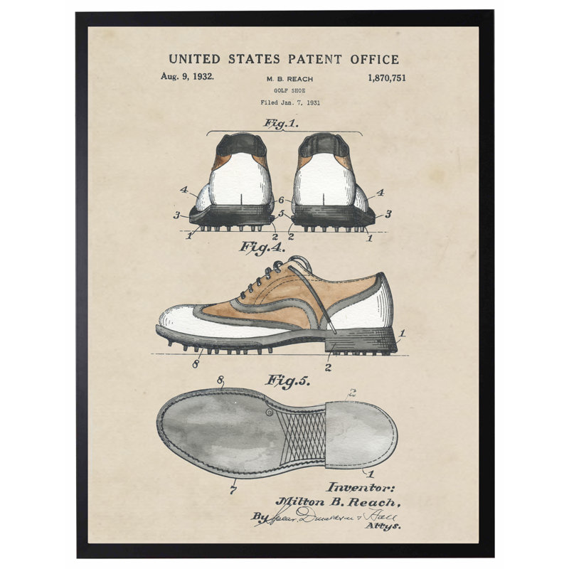 Golf Shoes Patent in Black Frame
