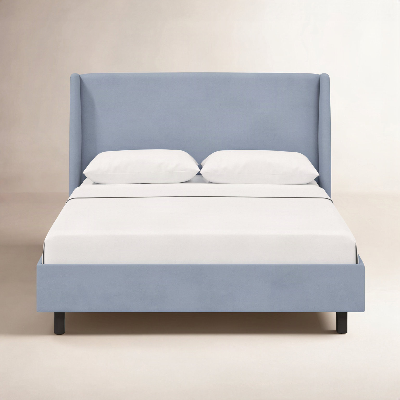 Tilly Linen Upholstered Wingback Bed, Queen, Classic Ocean Velvet