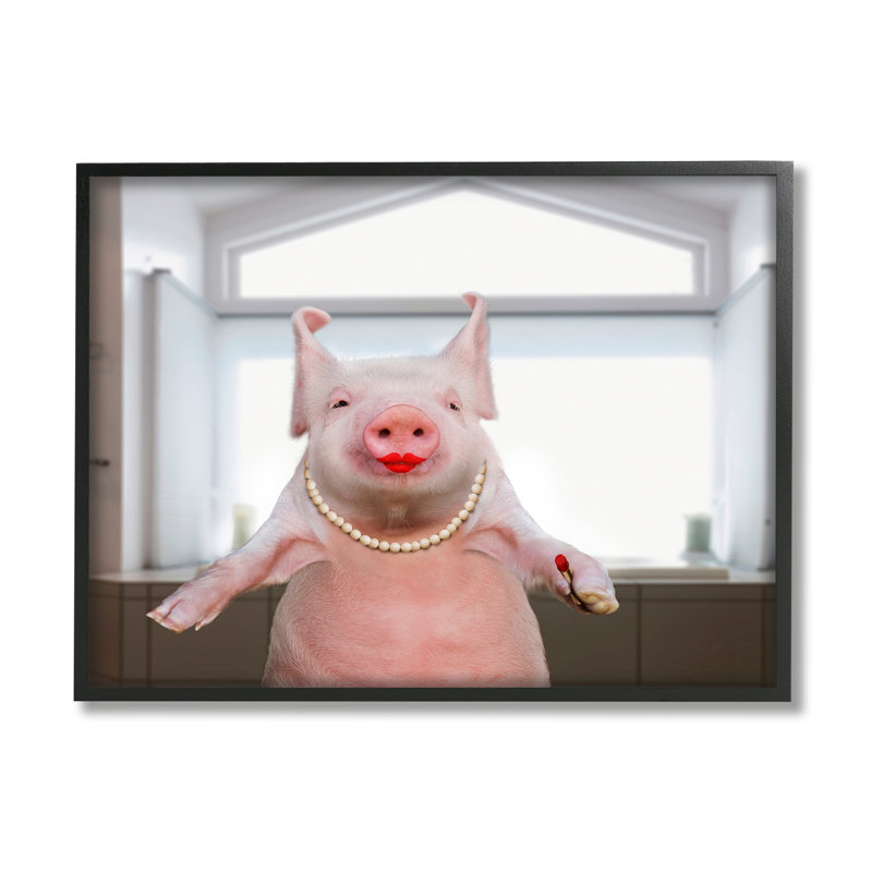 «Glam Pig in Rouge à lèvres» par Lund Roeser - impression, H 16 po x l 20 po x P 1,5 po