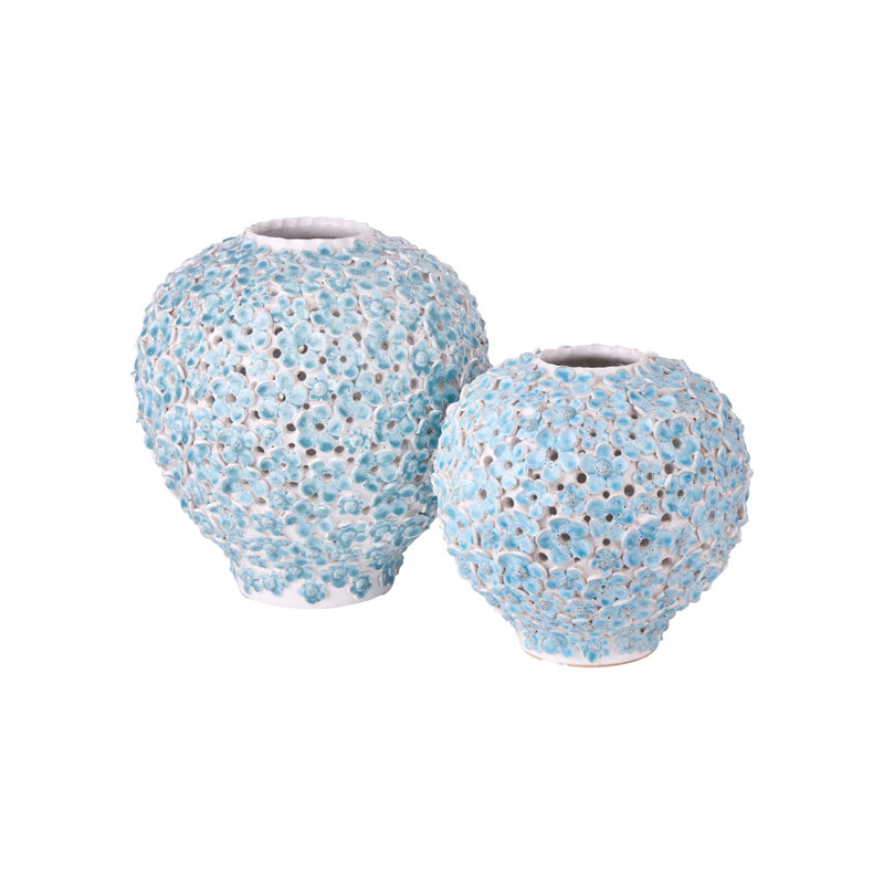 Daisy Blue Ceramic Table Vase, Large