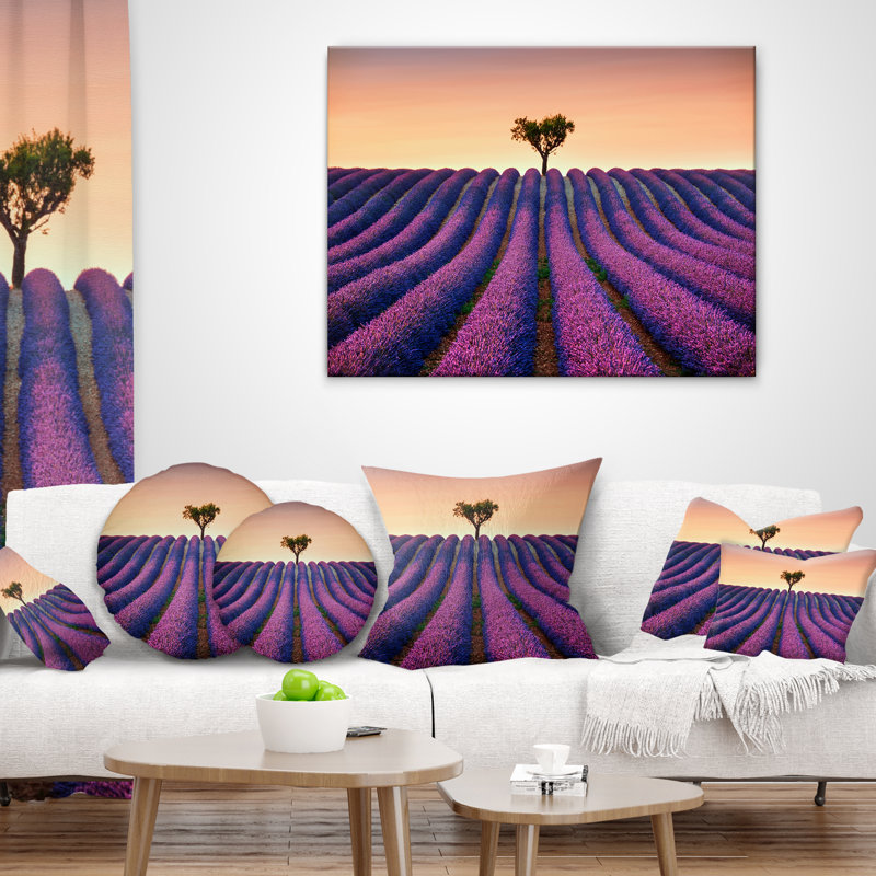 Coussin de photographie à travers l’arbre lavande et les seuls, 12 po x 20 po, Coussin lombaire