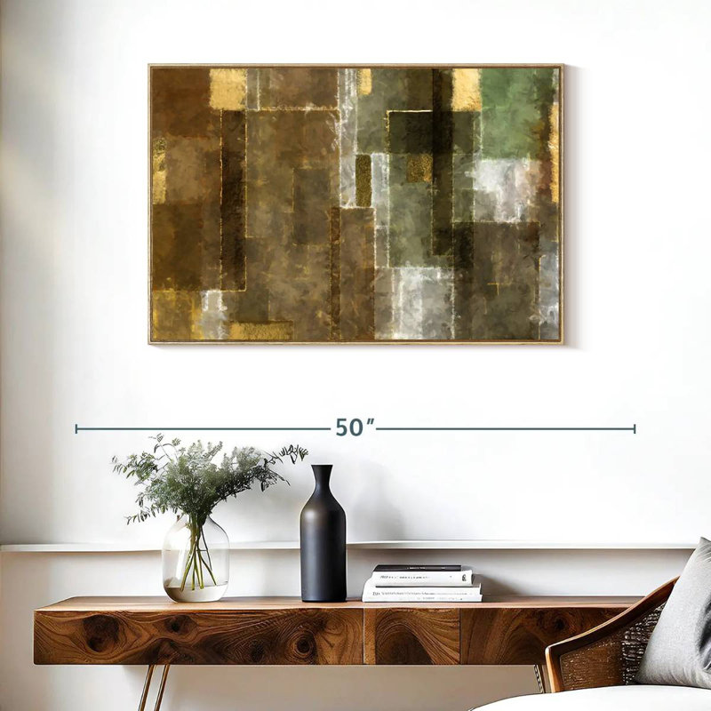Neema géométrique, Cadre flottant en bois naturel, 37 po x 25 po