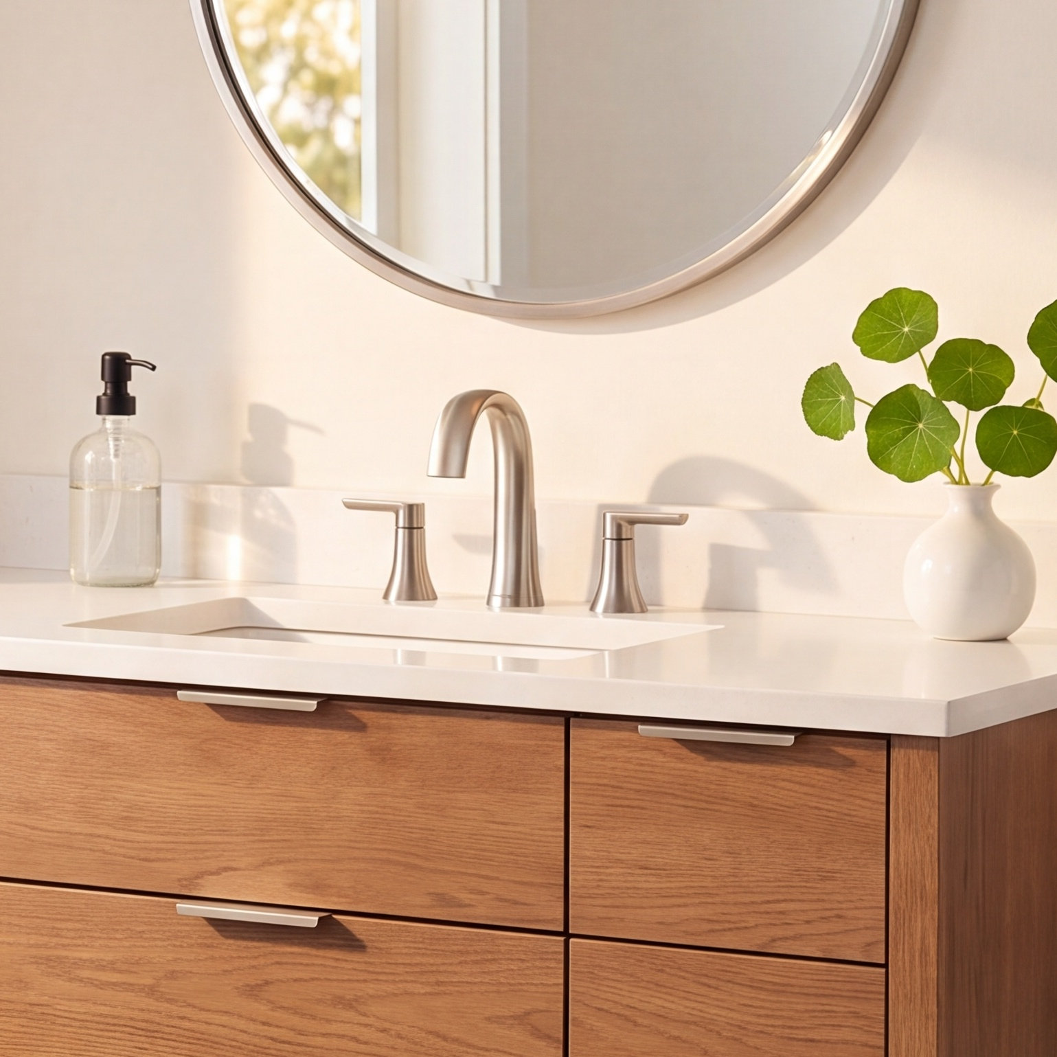 Doux Widespread Bathroom Faucet Trim, Brushed Nickel