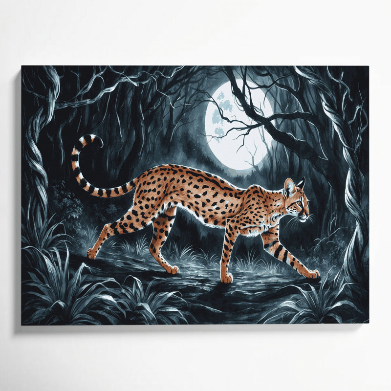 "Wildlife Genet", art mural sur toile gris, H 11 po x l 14 po