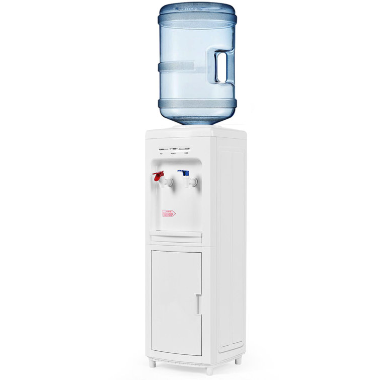 Giantex Freestanding Top Loading Electric Water Cooler with Hot and Cold in White GLO660722
