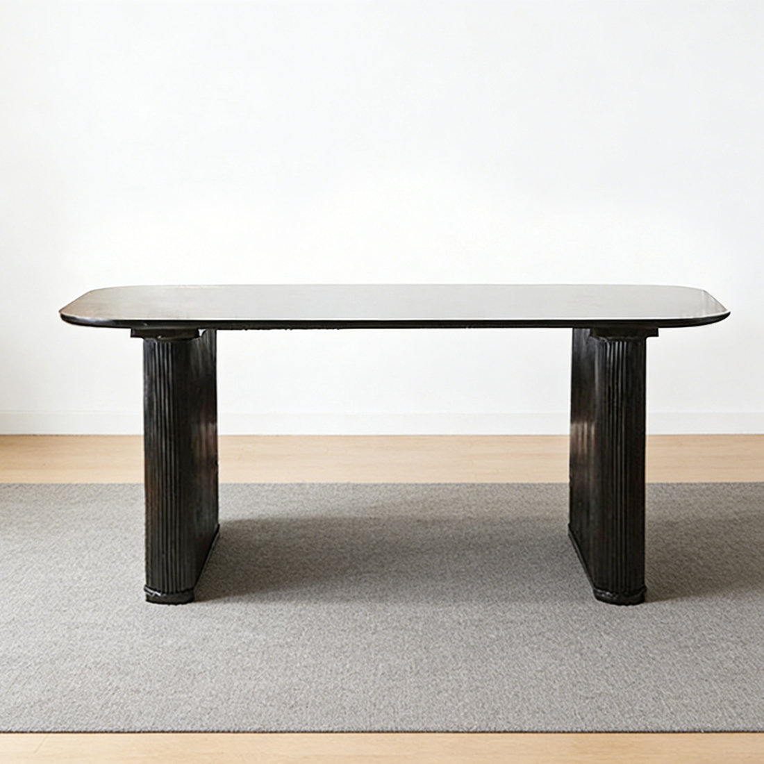 East Urban Home Modern Black Rectangular Solid Wood Dining Table ...