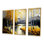 «Lotoya Grey and Yellow Birch Trees By The Lake II», reproduction sur toile 3 pièces