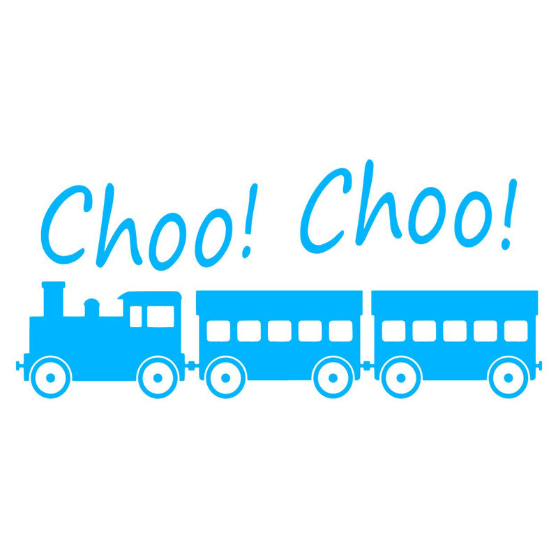 Décalcomanie murale Anadarko Choo Choo Train, H 14 po x l 30 po x P 0,01 po, Bleu ciel