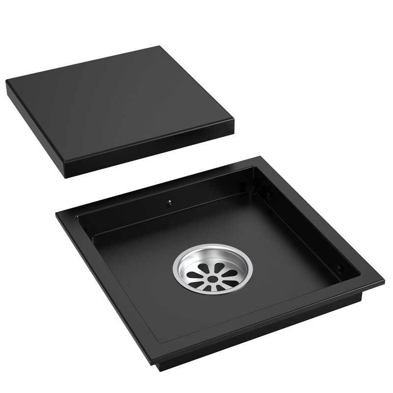 6-Inch Square Shower Drain, Matte Black