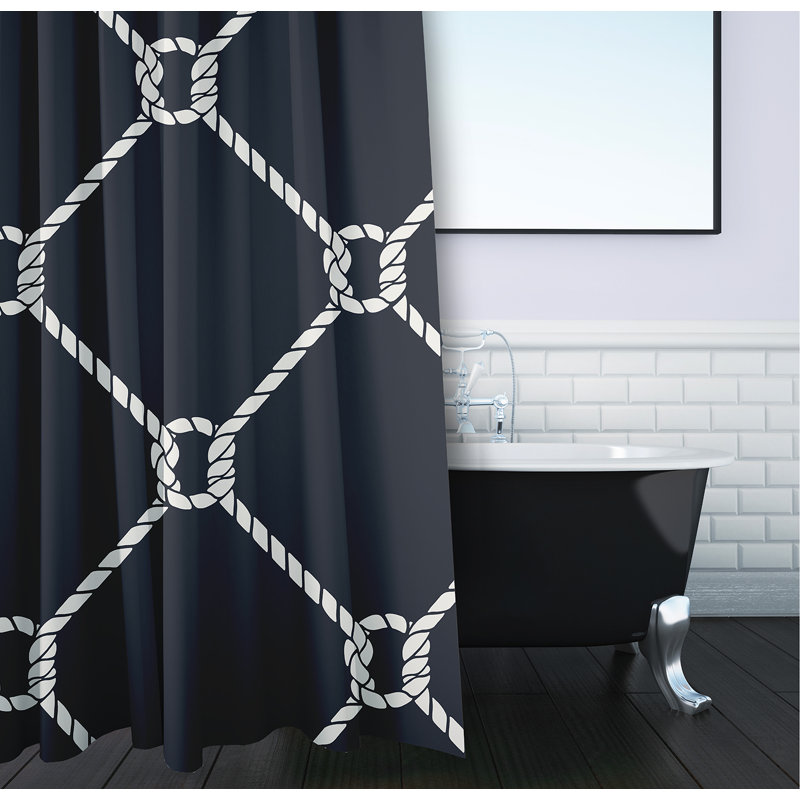 Rideau de douche simple à motif géométrique Farmborough, Bleu foncé