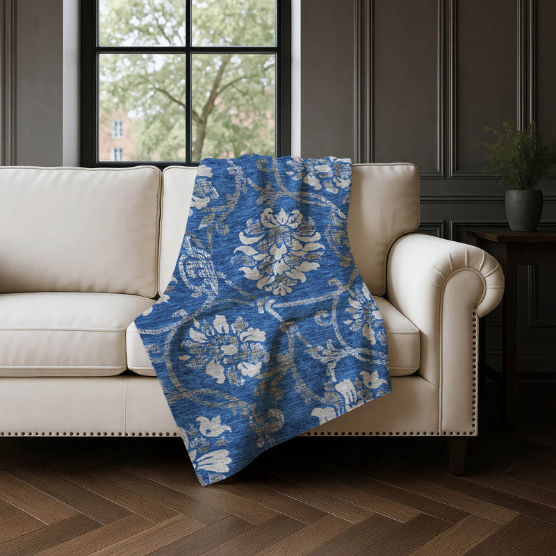 Jeté floral Sherpa ASB762 Addison, Bleu