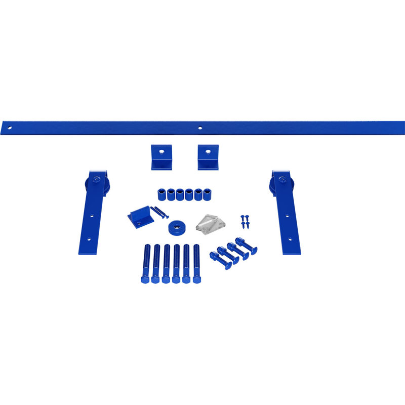 Ensemble de quincaillerie de porte de grange de qualité supérieure avec rail pour portes 1 3/8 po Premium, Ruban bleu, 60 po