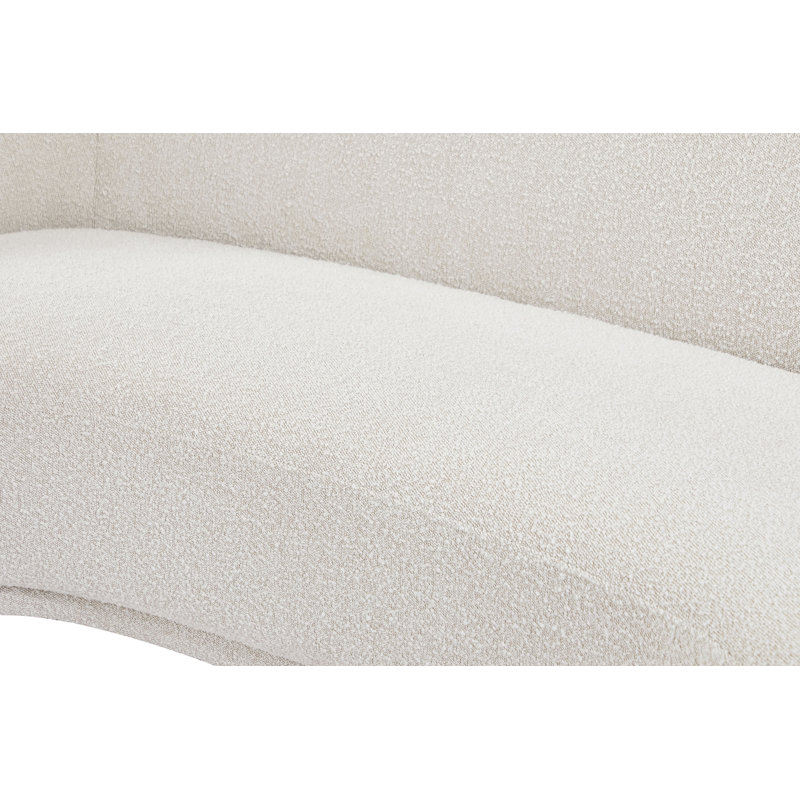 Canapé Chesterfield Hyde, Tissu crème bouclé, H 28 po x l 89,5 po x P 38 po