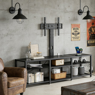 TV Stand With Stand And Power Outlet, Entertainment Center, Height Adjustable Media Console With Storage Rack, Suitable For Living Room And Bedroom