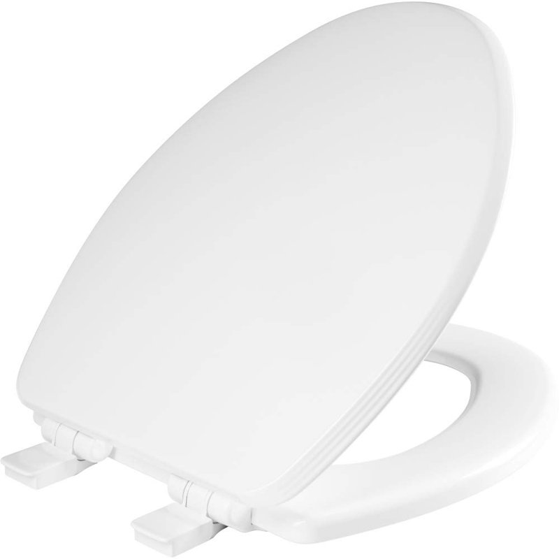 White Enameled Wood Toilet Seat with Decorative Edge