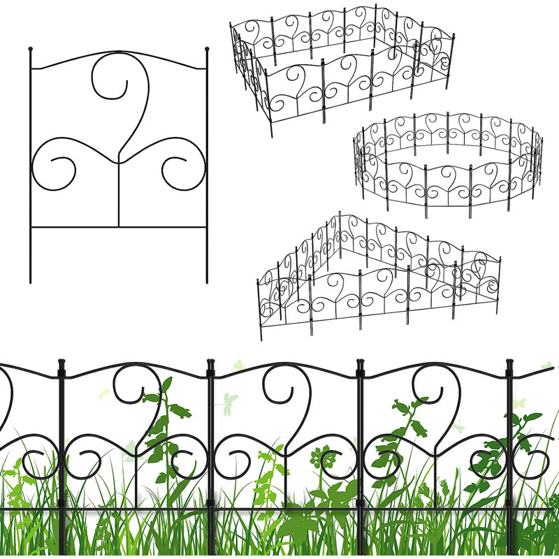 16.5'' H x 12.4'' W Black Metal Fence Panels Included