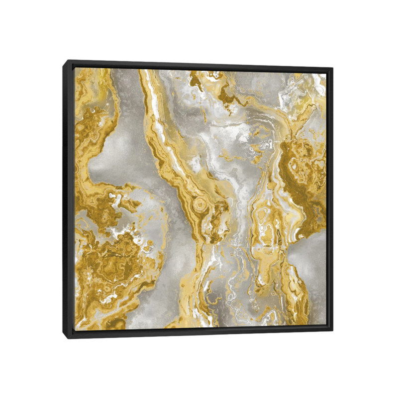 " Onyx Golden " by Danielle Carson, 18" H x 18" W x 1.5" D, Black Framed Canvas, No Mat