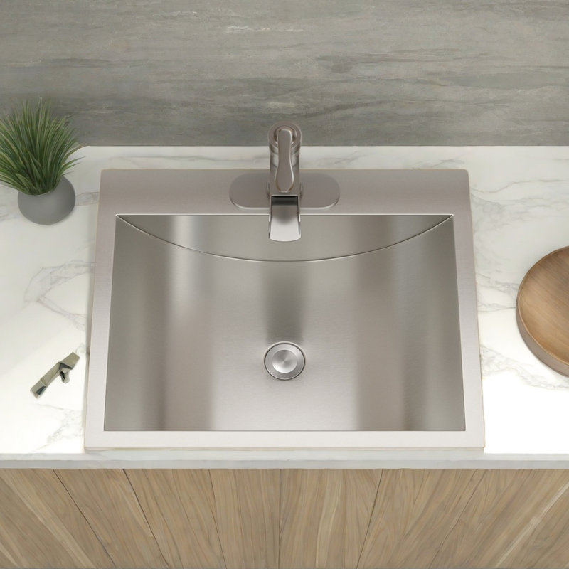 Lavabo vasque de salle de bain en acier inoxydable 21 po x 17 po - Hygiène 21 po x 17 po avec drain escamotable
