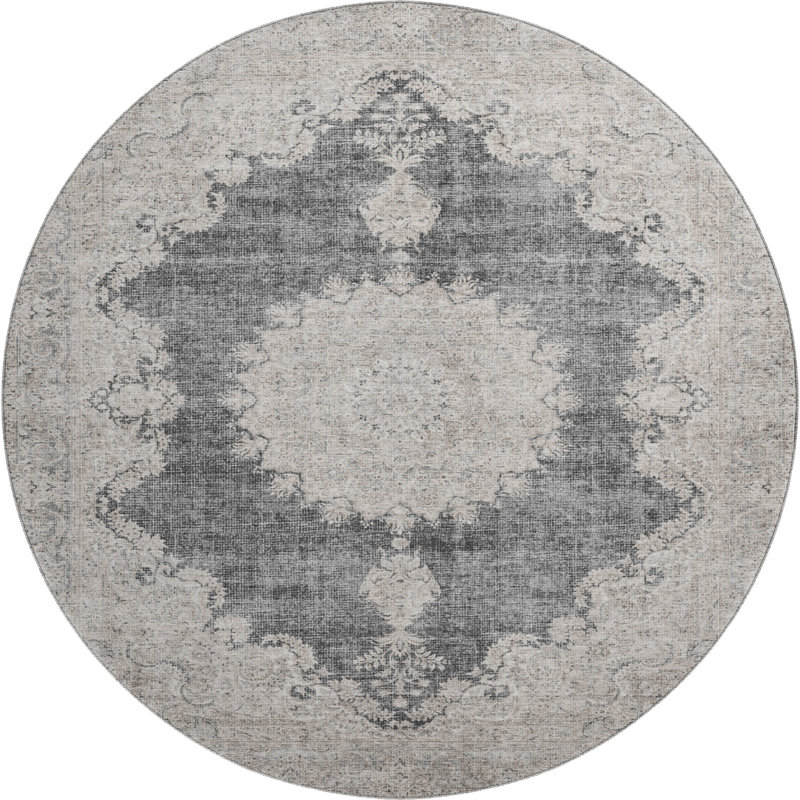Premium Machine Washable Natoma AMF1003 Oriental Rug, Round 8'