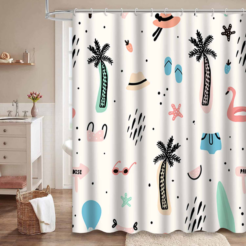 Rideau de douche imperméable PalmVibe avec 12 crochets, L 72 po x l 84 po
