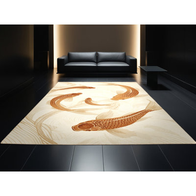 Tapis beige délavé à la machine Pavanvir