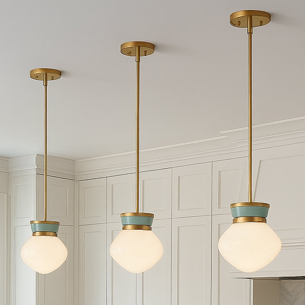 Carleton Single Light Pendant, Gold/Blue