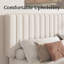 Structure de lit très grand, lit plateforme tapissier en velours avec tête de lit, lattes de bois robustes, aucun sommier tapissier, sommier anti-bruit, rayures verticales, assemblage facile, beige-1542220114-1542220118