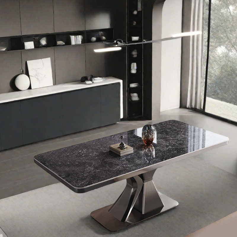 Modern luxury Italian style dining table, Black, 29.53"H x 55.12"L x 31.5"W