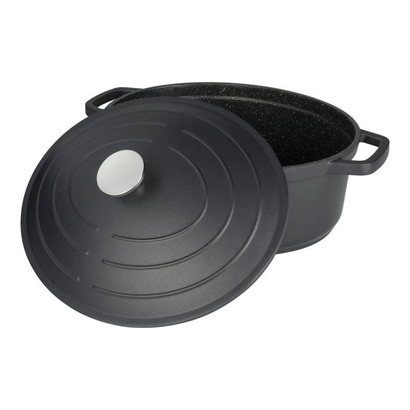 Grunwerg Commichef 5.8L Non-Stick Cast Aluminum Oval Dutch Oven, Black
