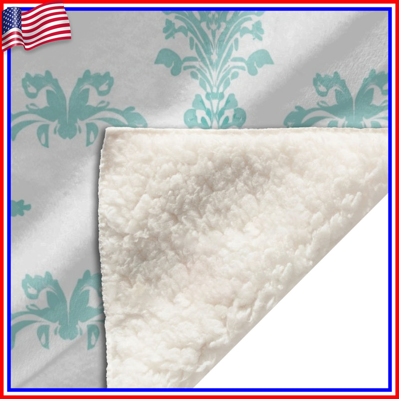 Couvertures à motif damas turquoise, 50in W x 60in H