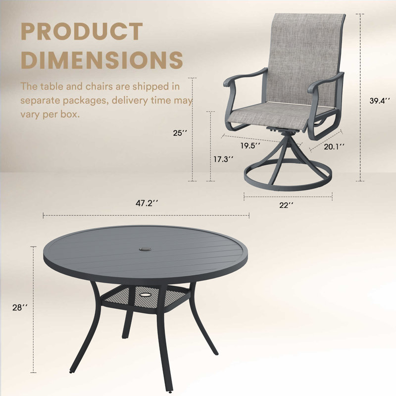 6-Person Outdoor Dining Set, Gray/Gray