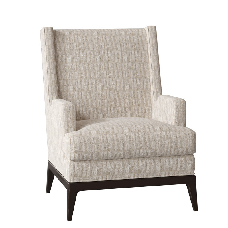 Cooper Upholstered Wingback Chair, White Caps Fog, American Walnut