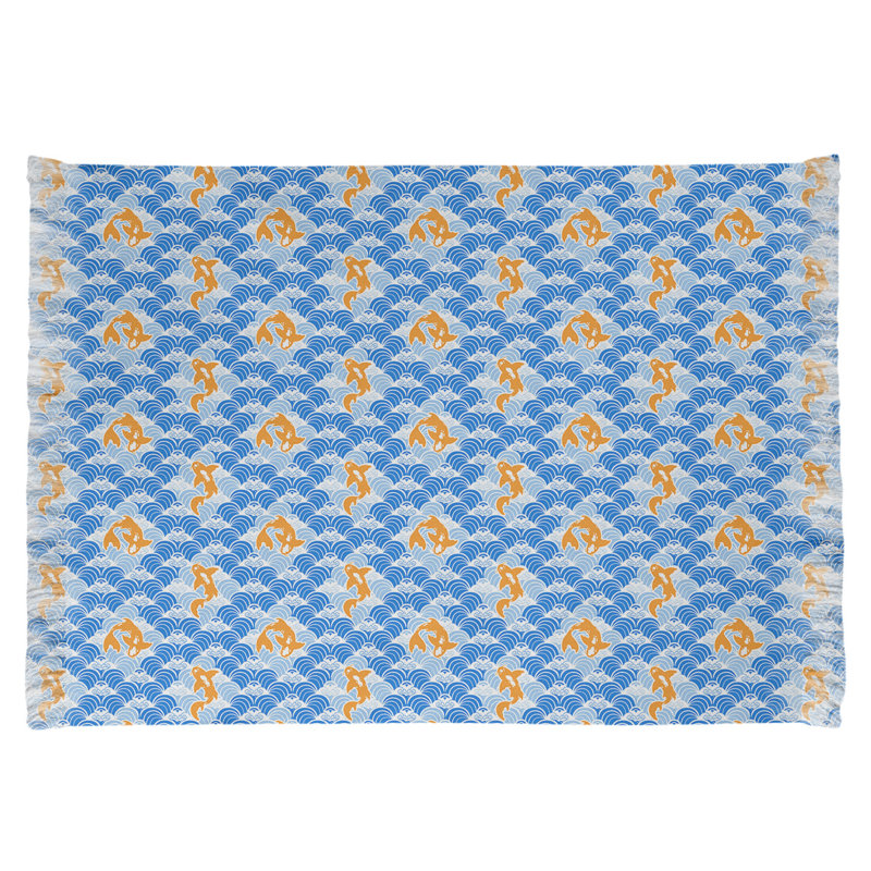 Tapis bleu / beige Mcguigan Koi Fish and Waves, Non